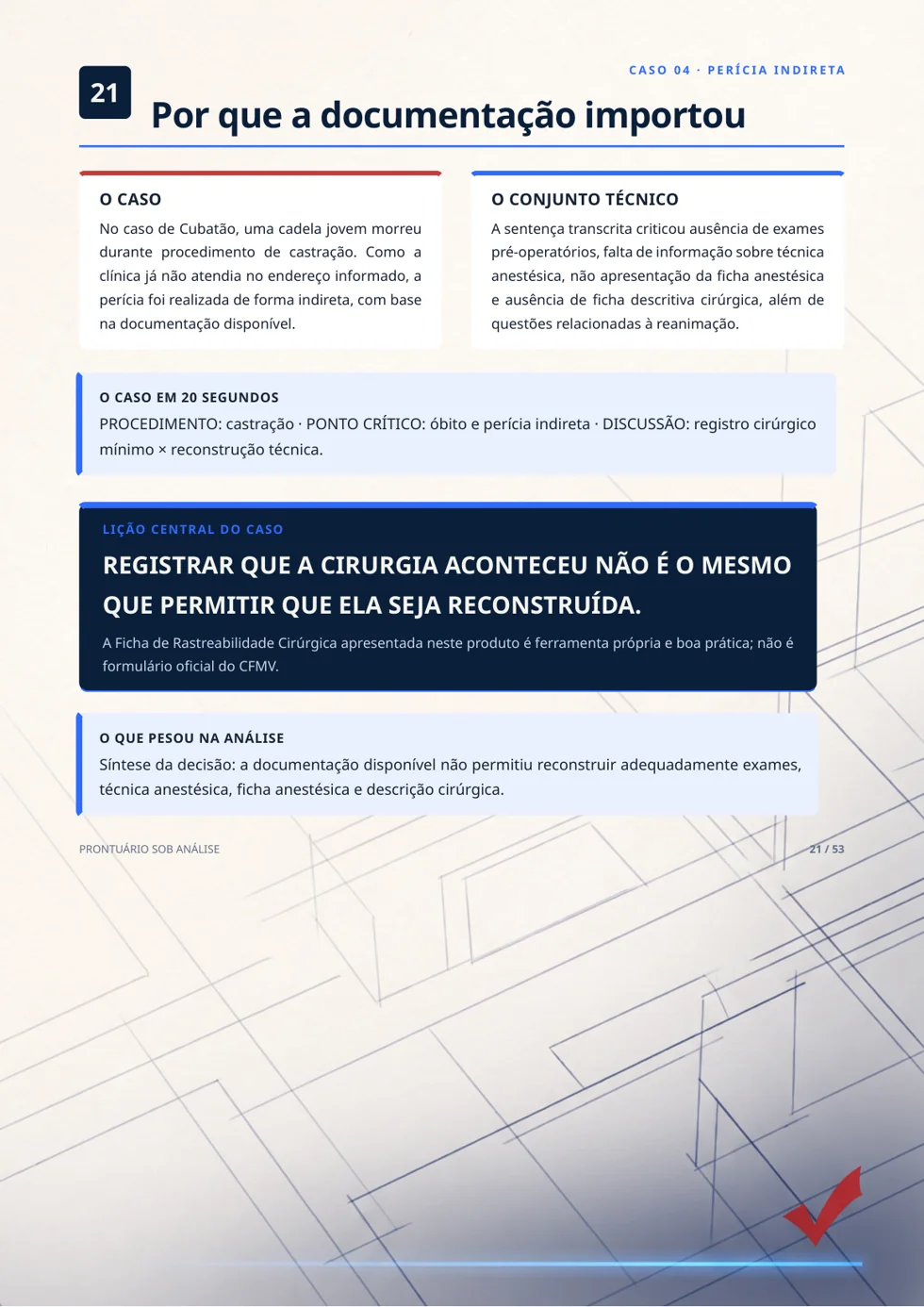 Página real do caso cirúrgico incluído no guia